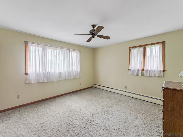 500 Randolph St, Ebensburg, PA 15931 - carpeted spare room featuring a baseboard radiator, a ceiling fan, and baseboards