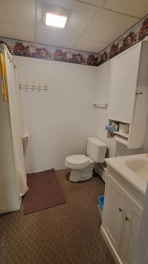 287 School Ave, Jerome, PA 15937 - full bathroom featuring vanity, a paneled ceiling, and a shower with shower curtain