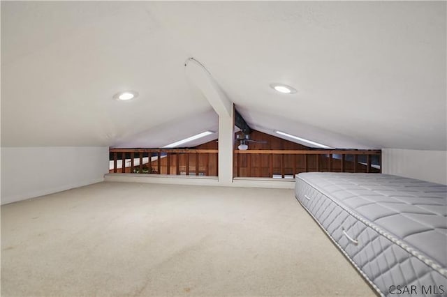 112 Ottawa Ln, Central City, PA 15926 - unfurnished bedroom with lofted ceiling, carpet, and recessed lighting