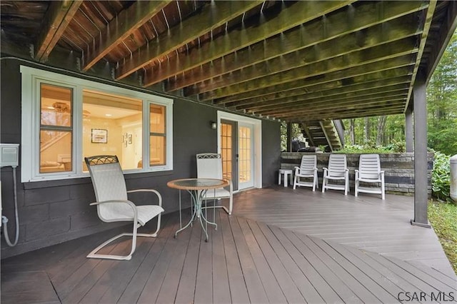 112 Ottawa Ln, Central City, PA 15926 - wooden deck featuring french doors and stairway