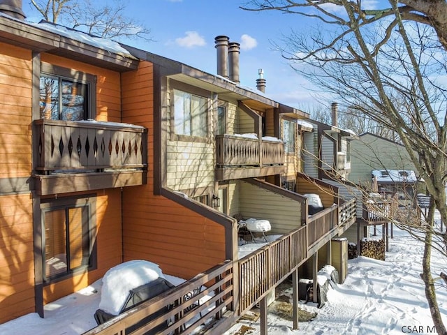 view of snow covered property