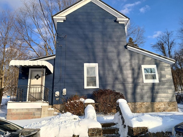 view of snowy exterior