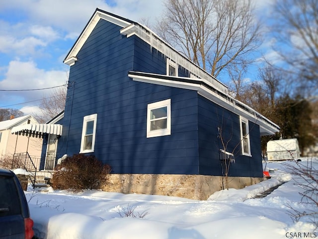 view of snow covered exterior