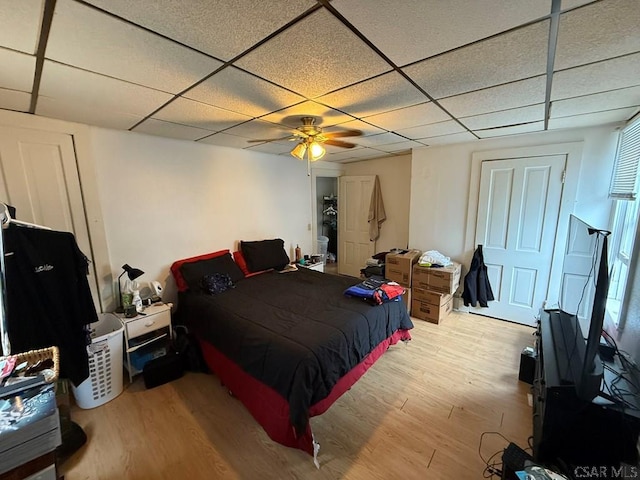 190 Beatty Ave, Johnstown, PA 15906 - bedroom with wood finished floors, a paneled ceiling, and a ceiling fan