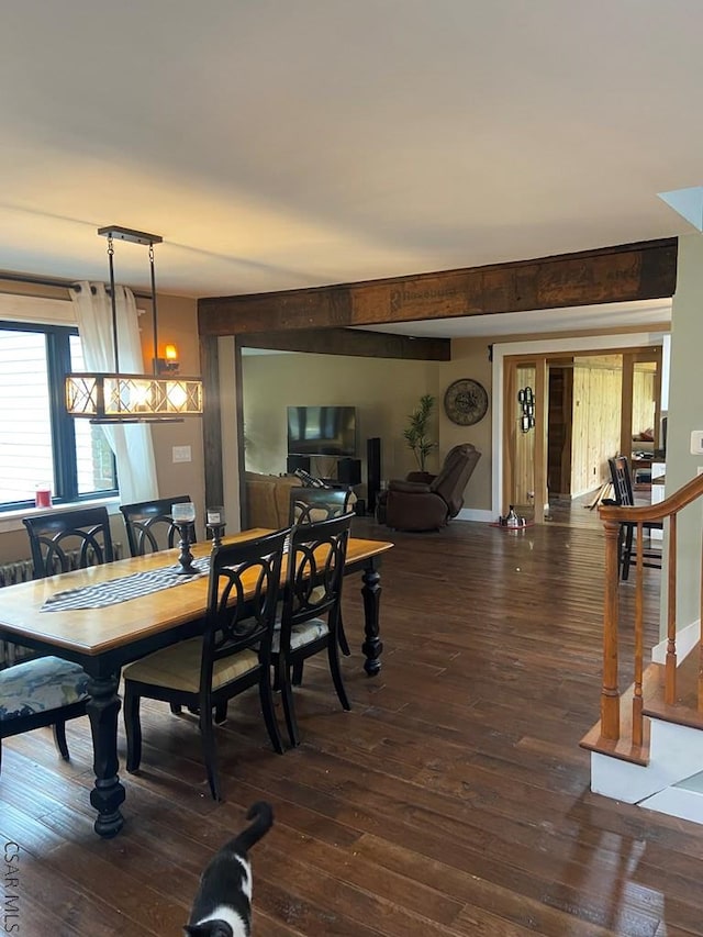 909 Snake Rd, Ebensburg, PA 15931 - dining room with hardwood / wood-style floors, stairs, and baseboards