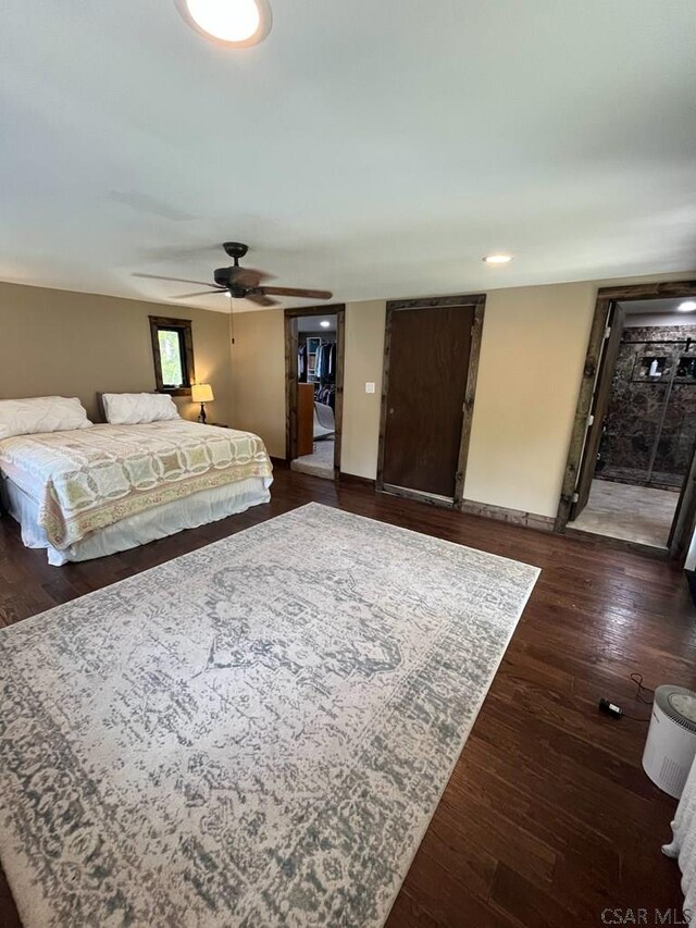 909 Snake Rd, Ebensburg, PA 15931 - bedroom featuring dark wood-style flooring, baseboards, and ceiling fan
