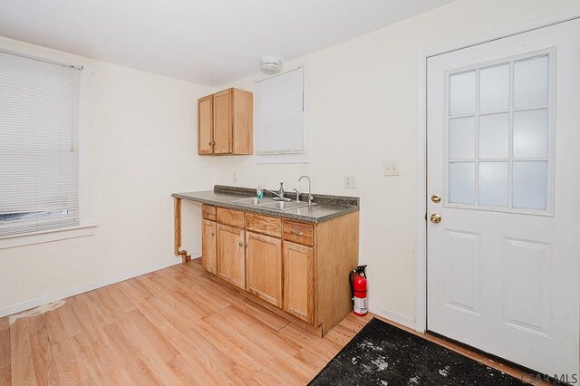 kitchen featuring sink and light hardwood / wood-style flooring