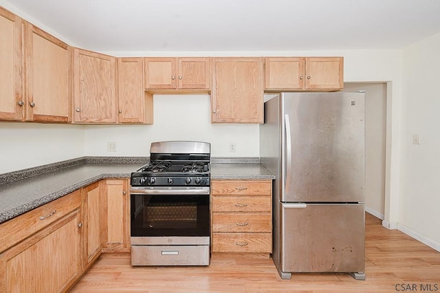 kitchen featuring appliances with stainless steel finishes and light brown cabinetry