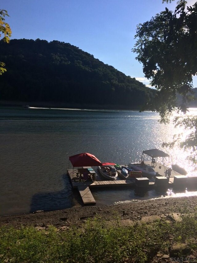 property view of water with a boat dock