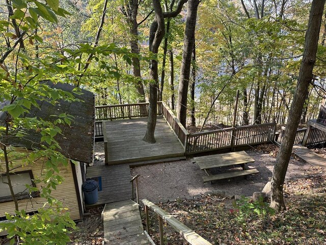 exterior space featuring a wooden deck