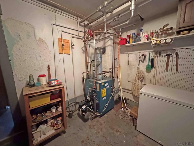 1840 Soap Hollow Rd, Tire Hill, PA 15959 - utility room featuring a heating unit