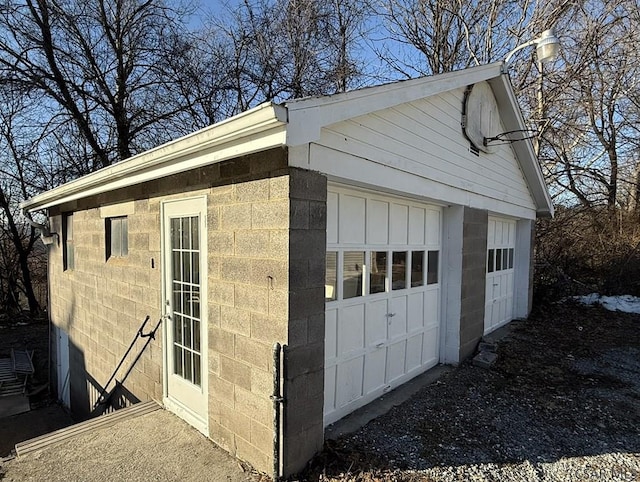 view of garage