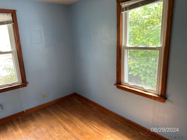 spare room featuring wood-type flooring