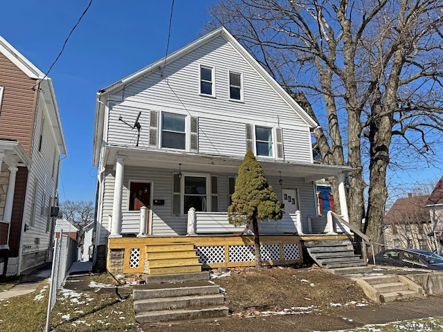 front facade with a porch