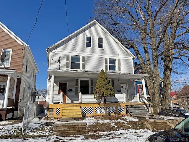 view of front property with covered porch