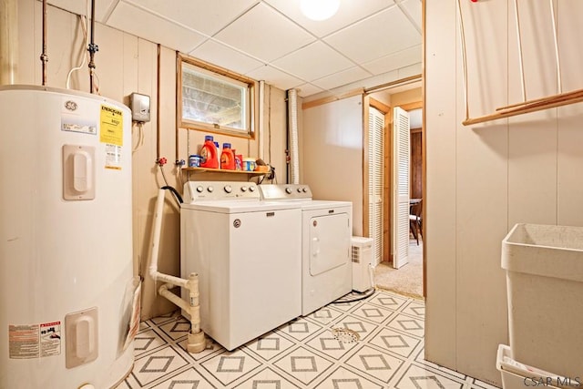 129 Berkey Dr, Johnstown, PA 15904 - washroom with electric water heater and separate washer and dryer