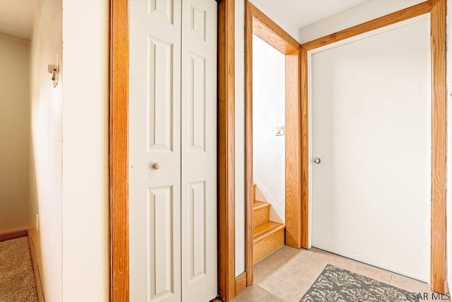 129 Berkey Dr, Johnstown, PA 15904 - hallway with light tile patterned flooring and stairway