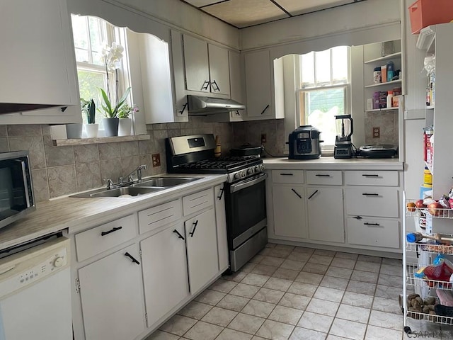 321 Clay St, Johnstown, PA 15905 - kitchen featuring stainless steel appliances, under cabinet range hood, a sink, light countertops, and decorative backsplash