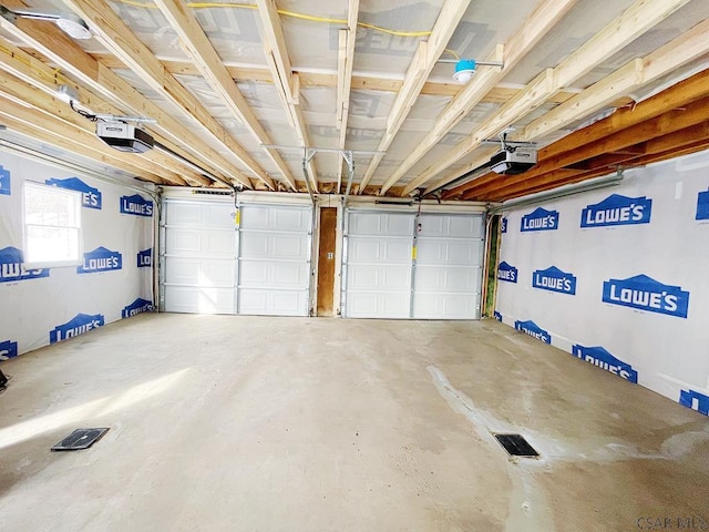 garage with a garage door opener