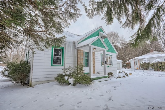 view of snowy exterior