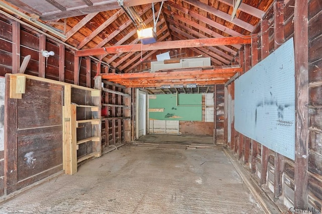 interior space featuring lofted ceiling