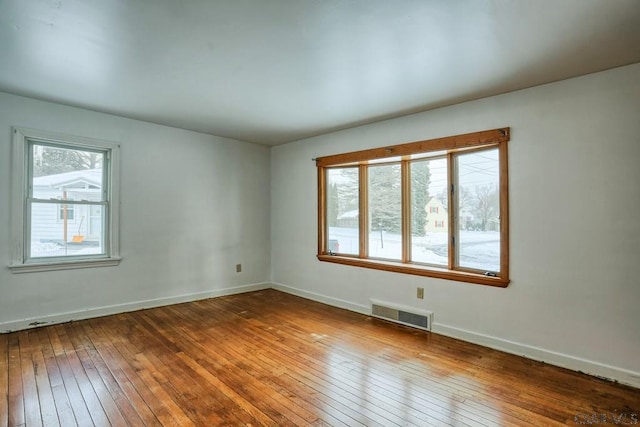 empty room with a healthy amount of sunlight and wood-type flooring