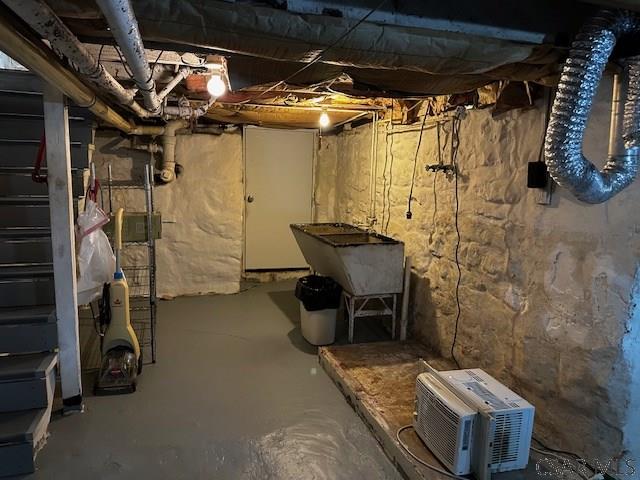 view of unfinished basement