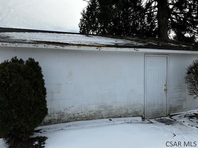 view of snow covered structure