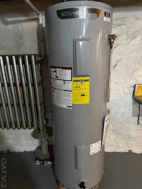 utility room featuring electric water heater