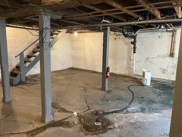 161 Stone St, Johnstown, PA 15906 - unfinished below grade area featuring stairway