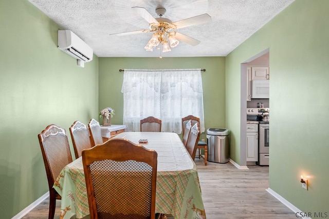3313 Berlin Plank Rd, Berlin, PA 15530 - dining area with a ceiling fan, baseboards, a wall mounted AC, and a textured ceiling