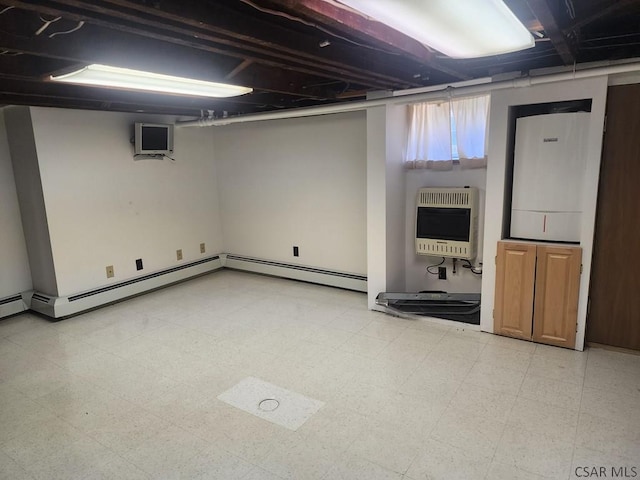 basement with heating unit