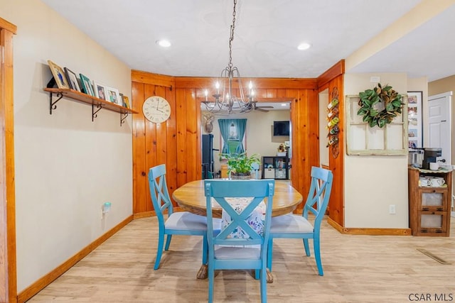 408 Byers Rd, Somerset, PA 15501 - dining space featuring recessed lighting, baseboards, a chandelier, and light wood-style floors