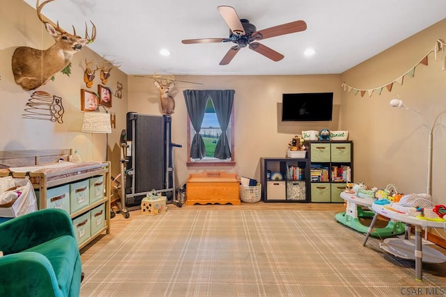 408 Byers Rd, Somerset, PA 15501 - game room with ceiling fan and recessed lighting