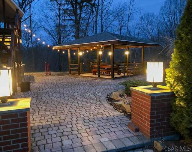 view of patio featuring a gazebo