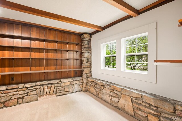 932 Luzerne St, Johnstown, PA 15905 - empty room with beam ceiling, carpet floors, and built in features