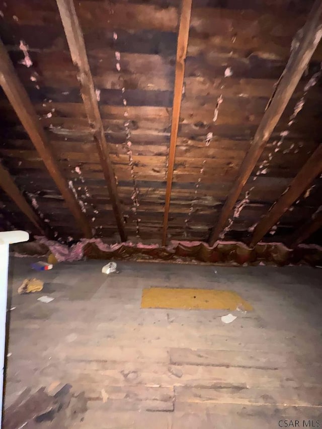 view of unfinished attic