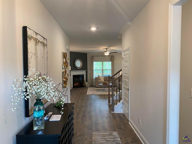 hall featuring dark hardwood / wood-style flooring