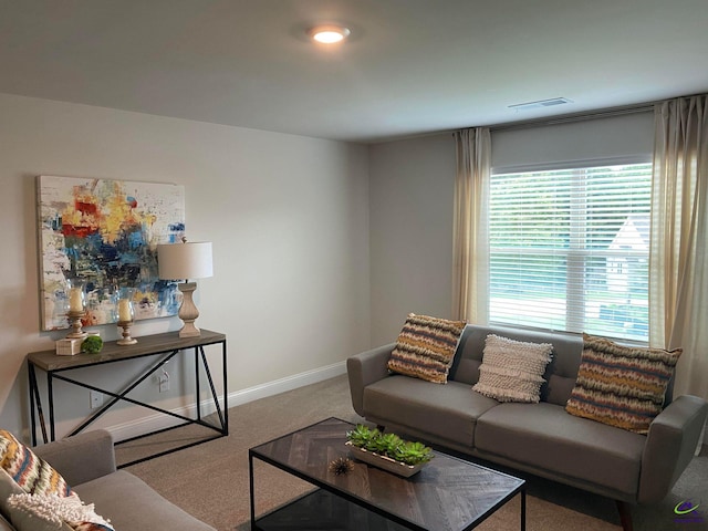 living room with carpet