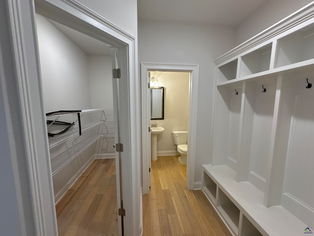 mudroom featuring light wood-type flooring