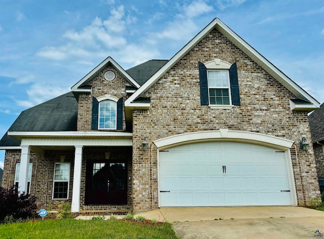 view of front of property with a garage