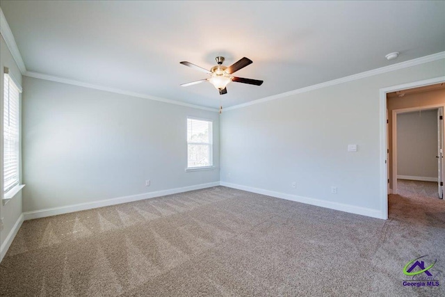 219 Carsons Walk, Macon, GA 31216 - unfurnished room featuring carpet flooring, baseboards, ornamental molding, and a ceiling fan