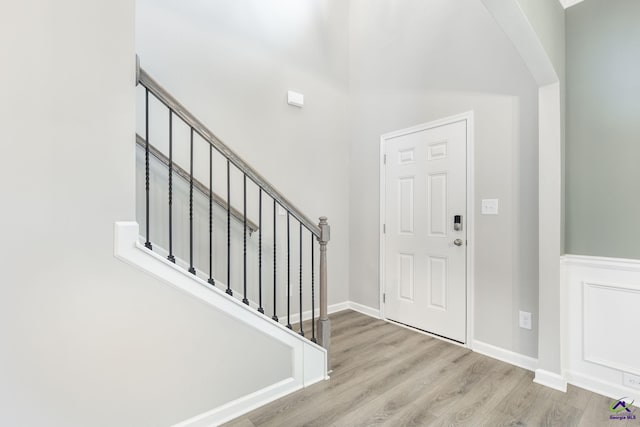 foyer with light hardwood / wood-style flooring