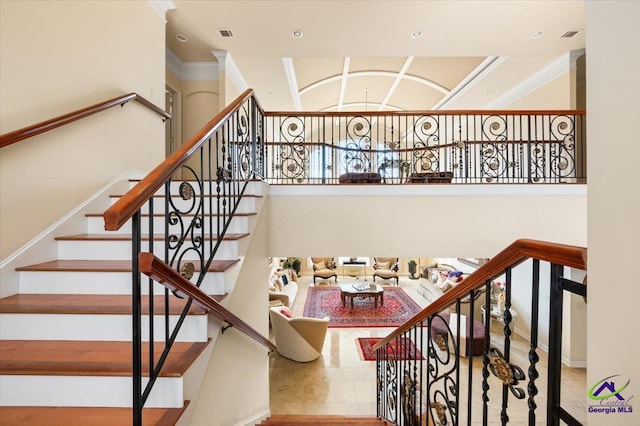 stairs featuring tile flooring