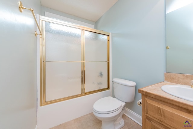105 Dove Stone Ct, Bonaire, GA 31005 - full bathroom featuring toilet, shower / bath combination with glass door, tile patterned flooring, vanity, and baseboards