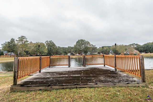 deck with a water view