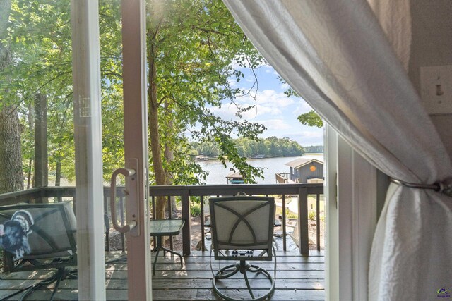 deck with a water view