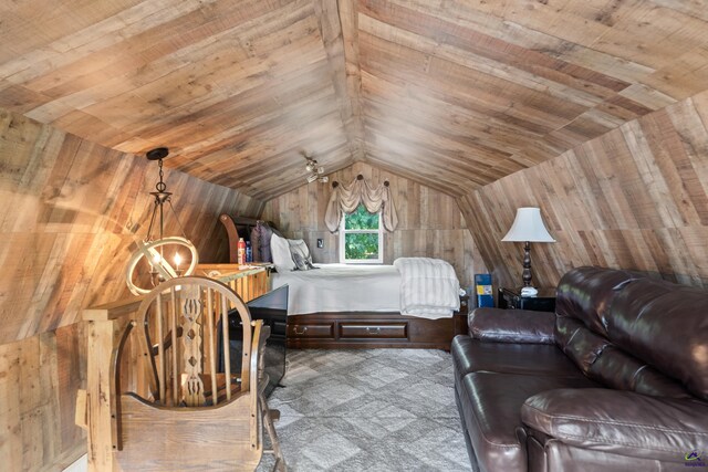 interior space featuring lofted ceiling and wooden ceiling