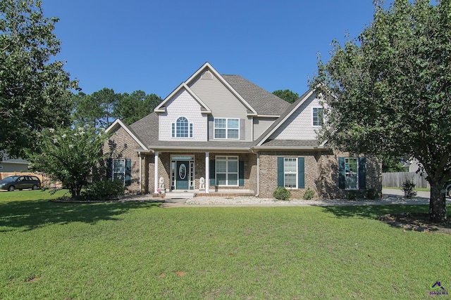 craftsman inspired home featuring a front yard