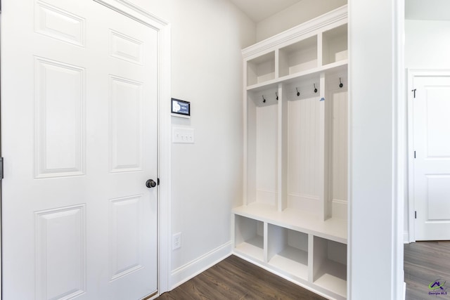 mudroom featuring dark hardwood / wood-style floors